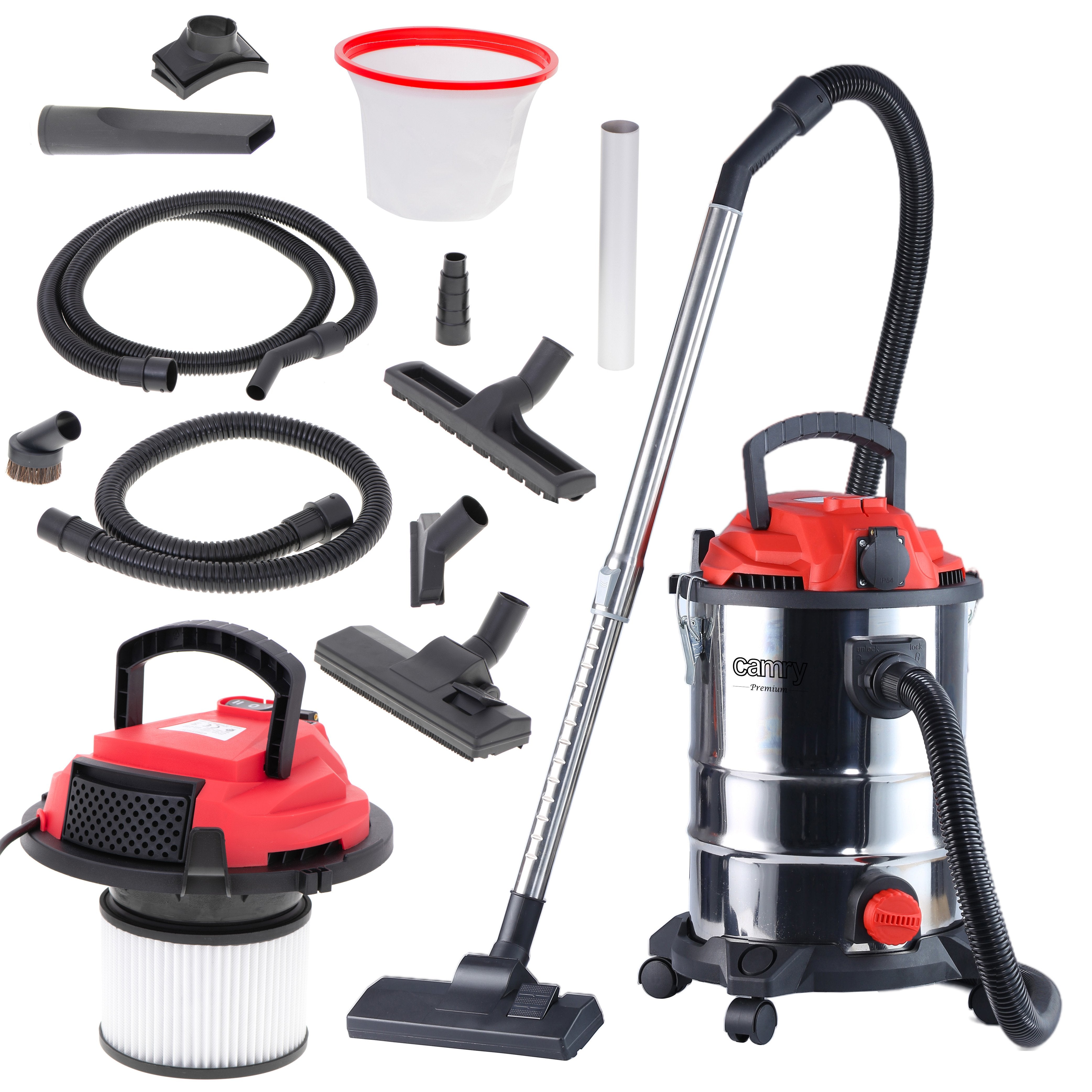 EAN 5902934839907 - Camry Premium CR 7045 extractor de polvo Negro, Rojo, Acero inoxidable 25 L 3400 W imagen 11