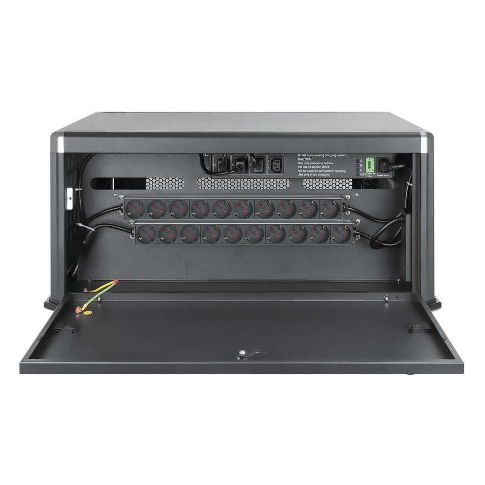 Manhattan Laptop Charging Cabinet Desktop Via Ac Adapter (Eu) 20-Bay, Install Device'S Ac Adapter (Power Cables) Into Unit, Suitable For All Laptops (To 16"), Ipads, Macbooks, Chromebooks, Other Portable Devices, Bays 380x30x280mm, Cart, Lo