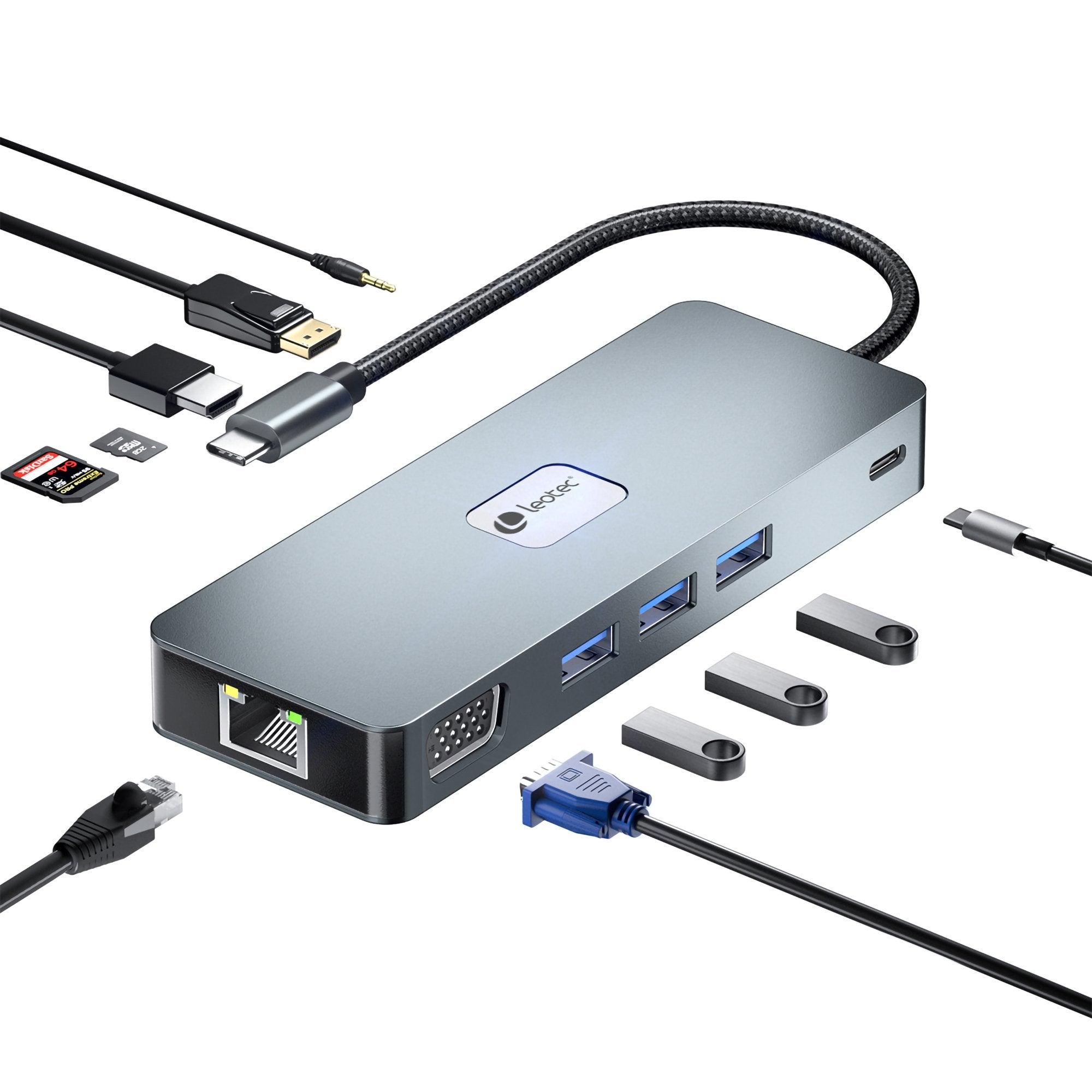 Leotec Docking Station 11-1 Plus 1usb-C Pd100 3usb3.2 Hdmi Vga Ggl Lectjsd Mcsd