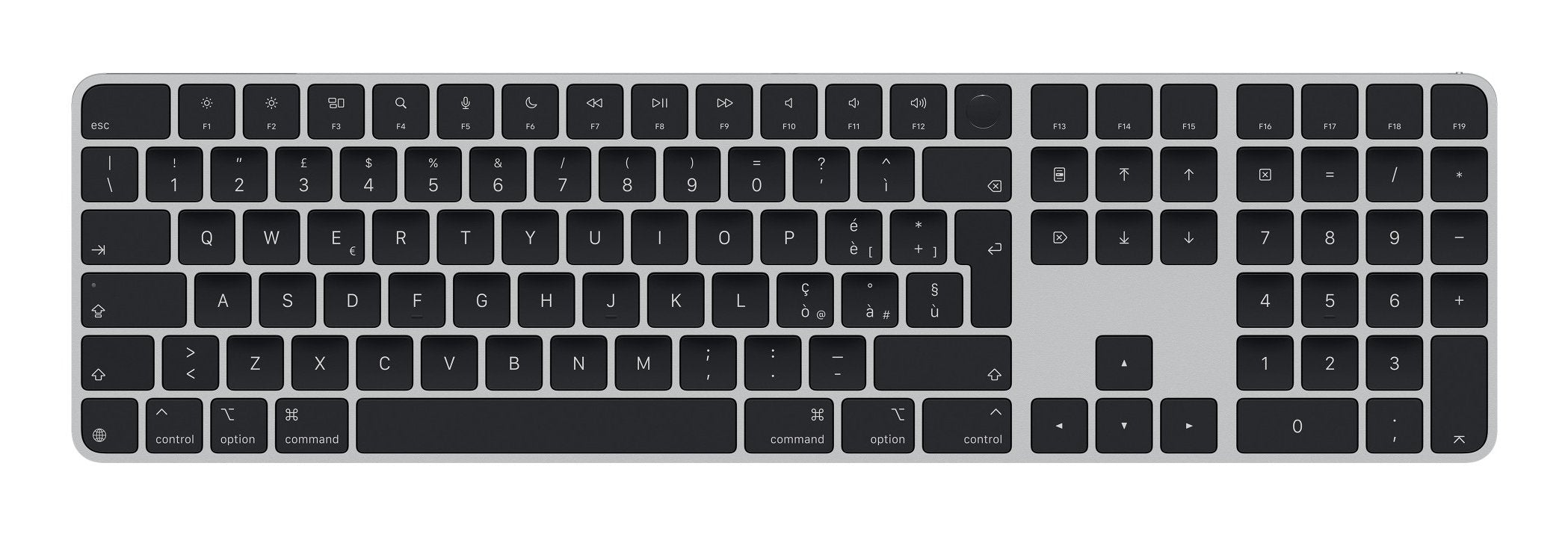 Apple Magic Keyboard Con Touch Id Y Teclado Numérico Plateado/Negro, Diseño It, Para Modelos Mac Con Chip Apple Mxk83t/A