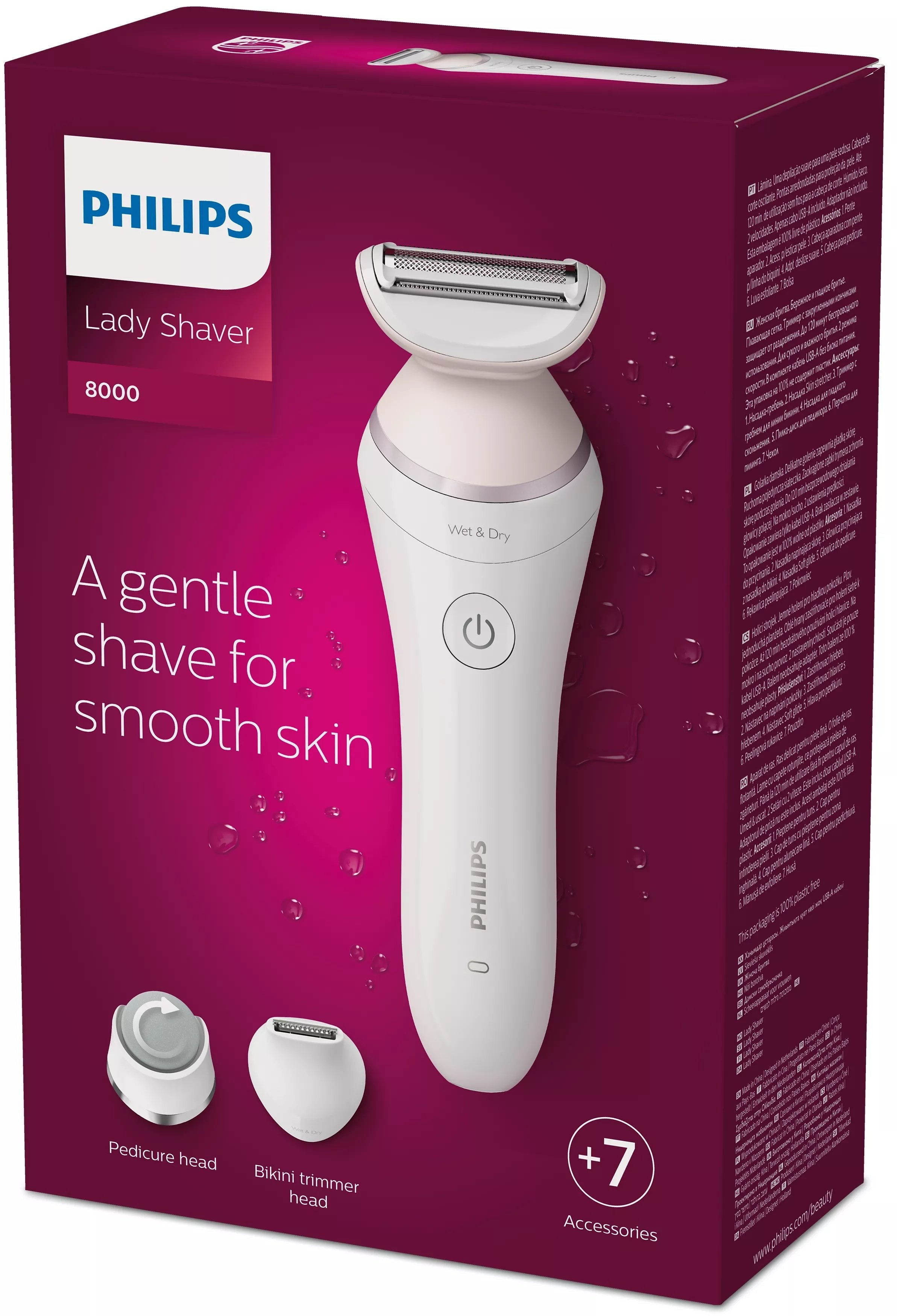 Philips Brl176 00 Afeitadora Inalámbrica, Húmedo Y Seco, Blanco Rosa
