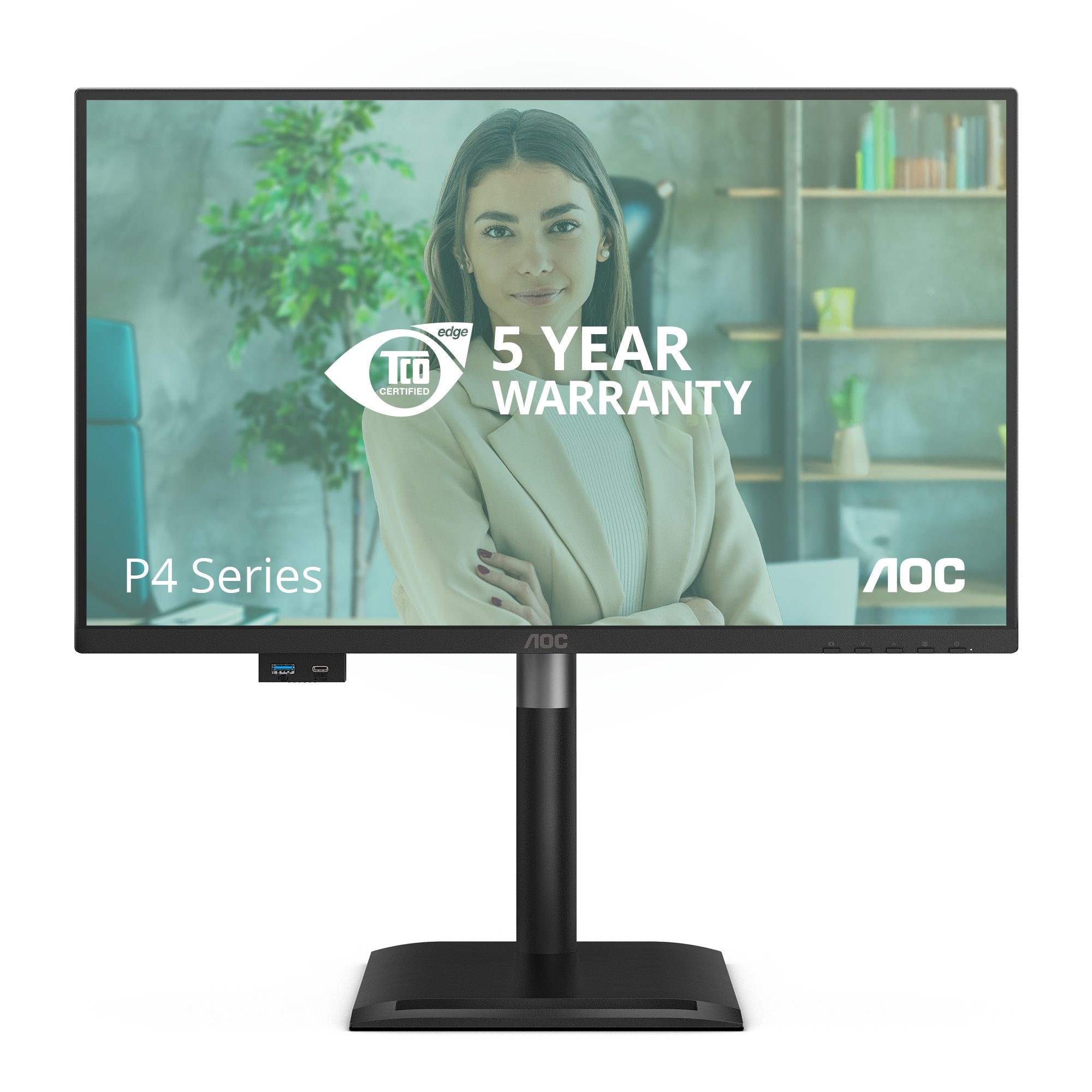 Aoc 24p4cv 23.8" Ips Fhd 120hz 4ms Hdmi Dp Usb C Pd96w Hub Usb Speakers Has 150mm