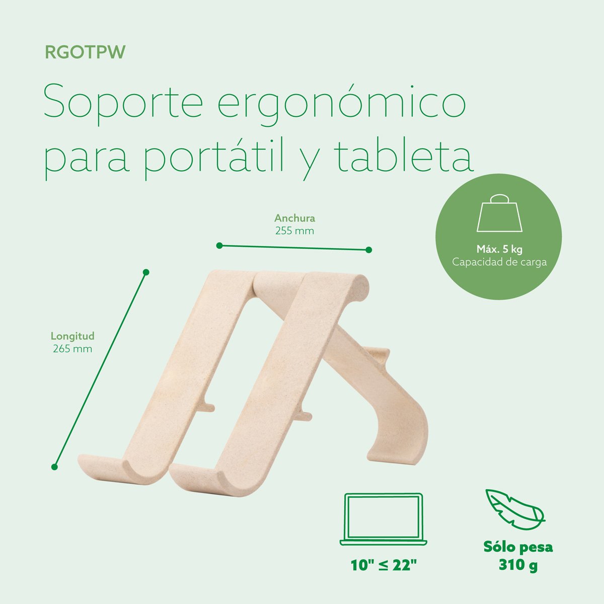 EAN 8719274490241 - R-Go Tools RGOTPW soporte para ordenador portátil Blanco 55,9 cm (22") imagen 15