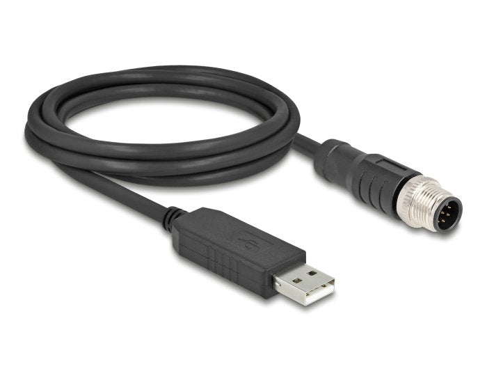 Delock 64257 Cable De Conexión Serie M12 Con Chipset Ftdi, Usb 2.0 Tipo-A Macho A M12 Rs-232 Macho Codificación A 8 Pines 1,8 M Negro