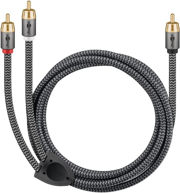 Cable  3,0m 1xrca M A 2xrca Macho Subwoofer Flexiplus Nylon Goobay
