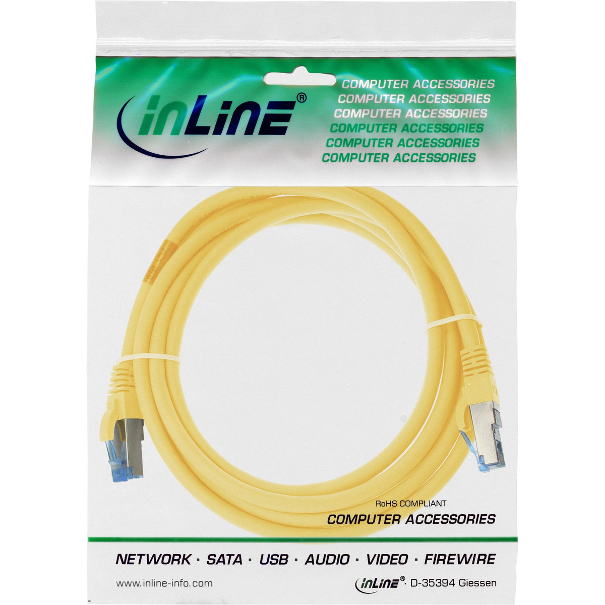 Cable De Red Inline S/Ftp Pimf Cat.6a Libre De Halógenos 500mhz Amarillo 1.5m