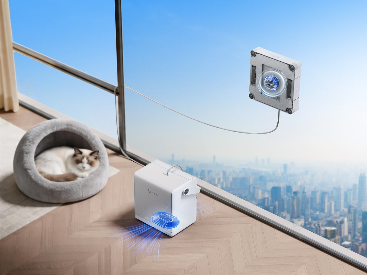 Ecovacs Winbot W2s Pro Omni Window Cleaning Robot,Auto Spray,Smart Path Planning,White+Portable Station