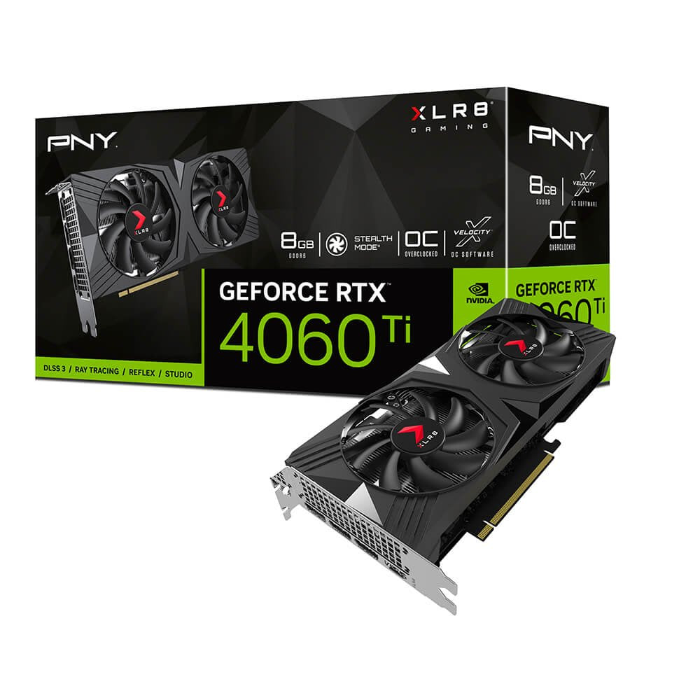 Pny Geforce Rtx 4060 Ti Verto Xlr8 Tarjeta Grafica 8gb Gddr6 Nvidia Dual Fan - Pcie 4.0, Hdmi, Displayport