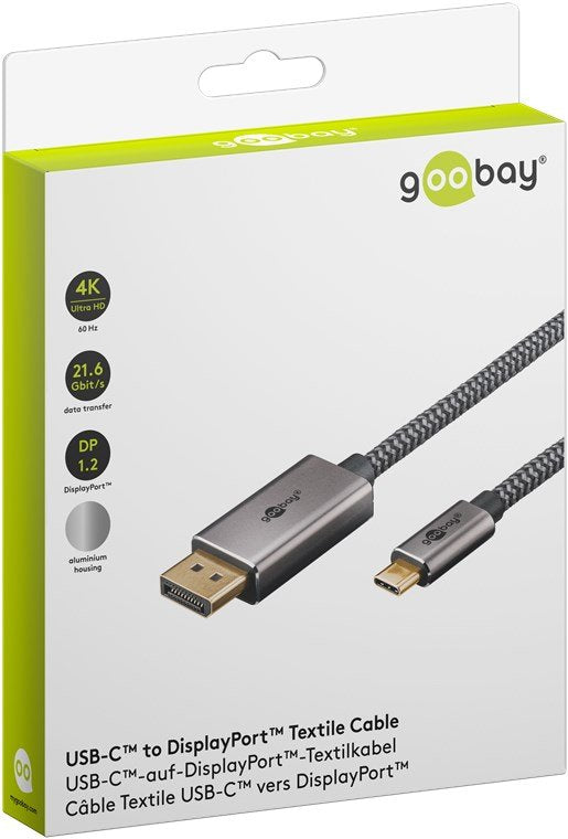 EAN 4040849757075 - Goobay 75707 adaptador de cable de vídeo 1 m USB Tipo C DisplayPort Negro, Plata imagen 3