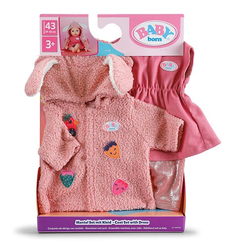 Zapf Creation Baby Born® Conjunto Abrigo Con Vestido 43cm, Accesorios Para Muñecas 840740