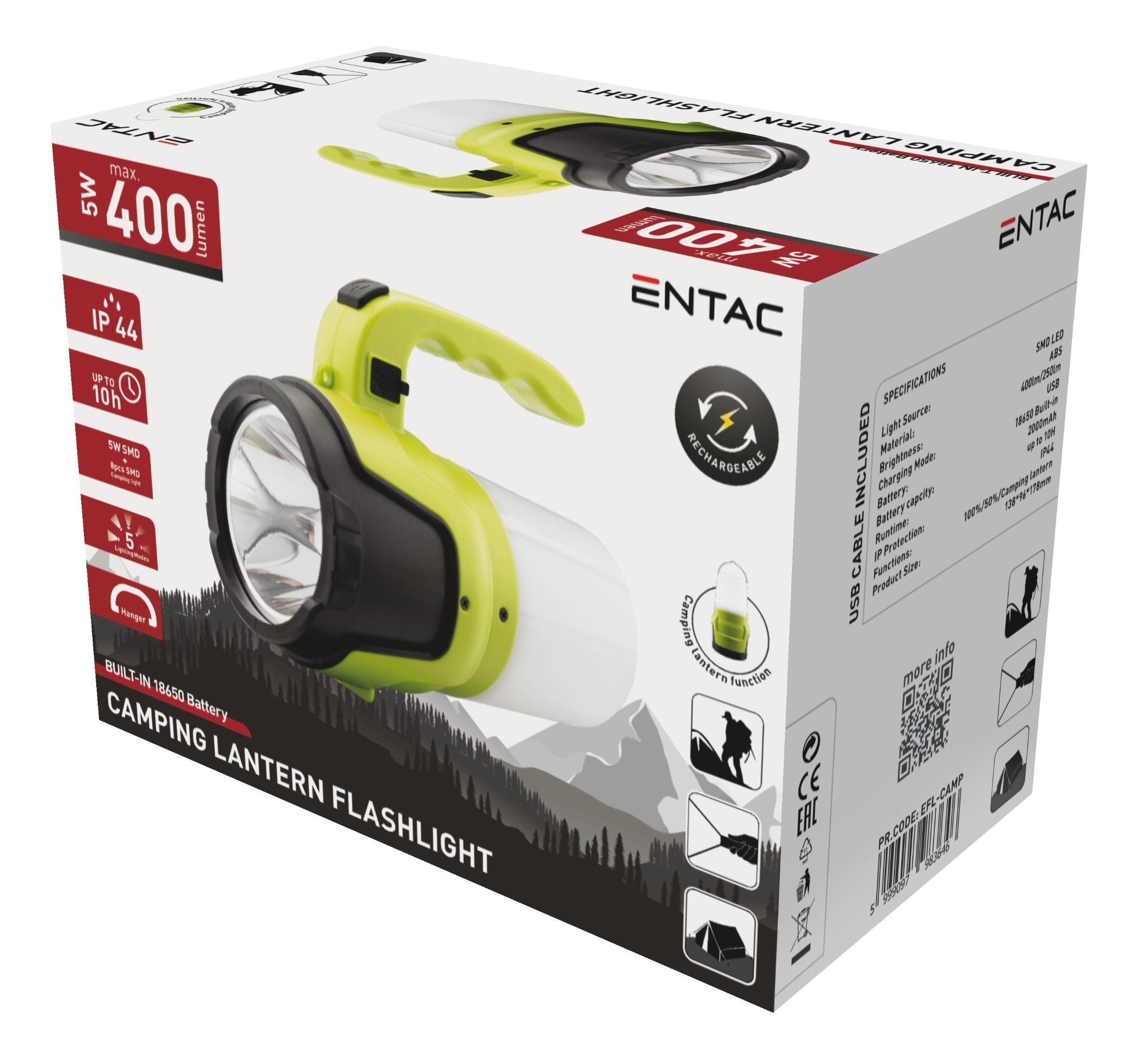 Entac Taschenlampe 5w Con Campinglampenfunktion