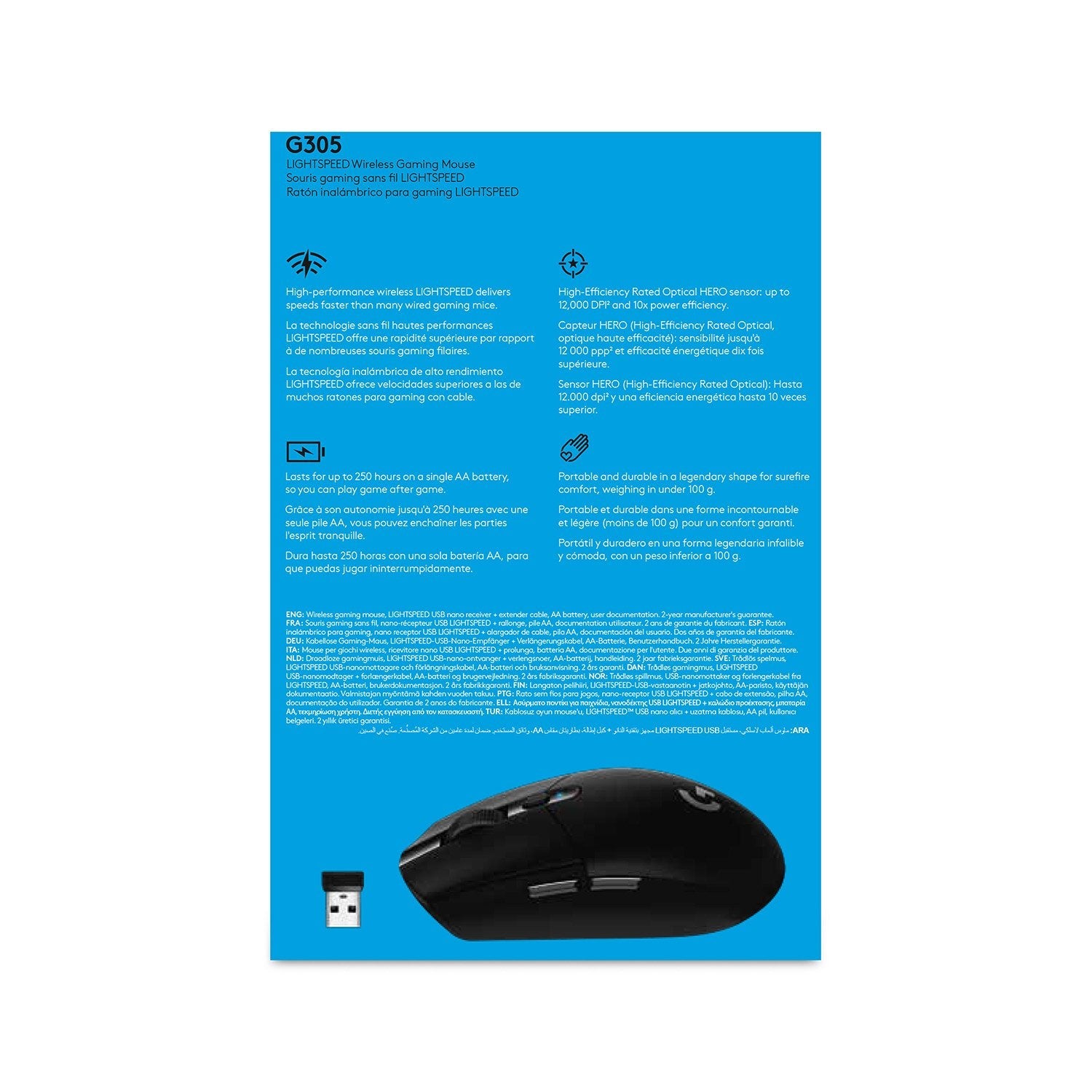 Logitech Raton G305 Inalambrico Optico 12000 Dpi Negro 910-005283