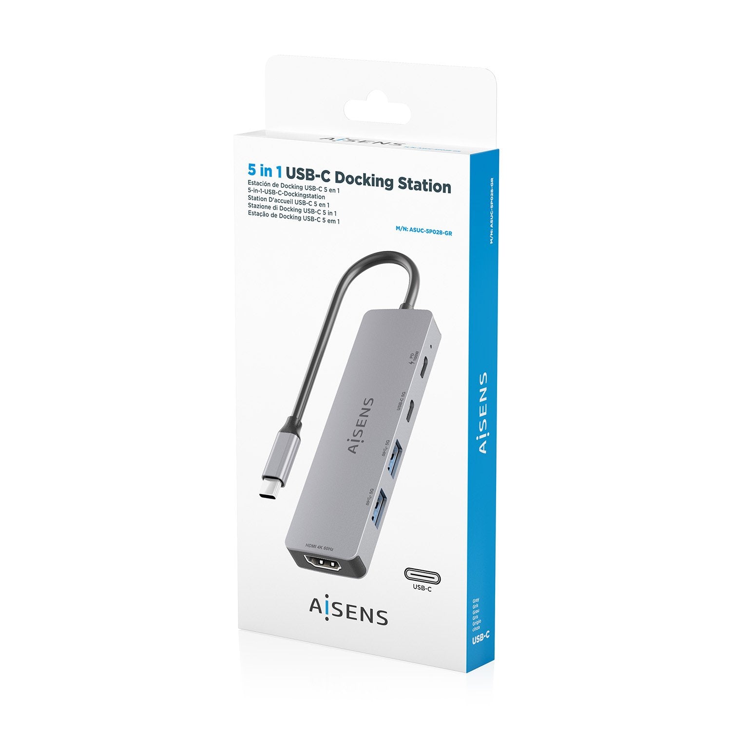 EAN 8435739903568 - AISENS ASUC-5P028-GR base para portátil y replicador de puertos Alámbrico USB 3.2 Gen 1 (3.1 Gen 1) Type- imagen 7