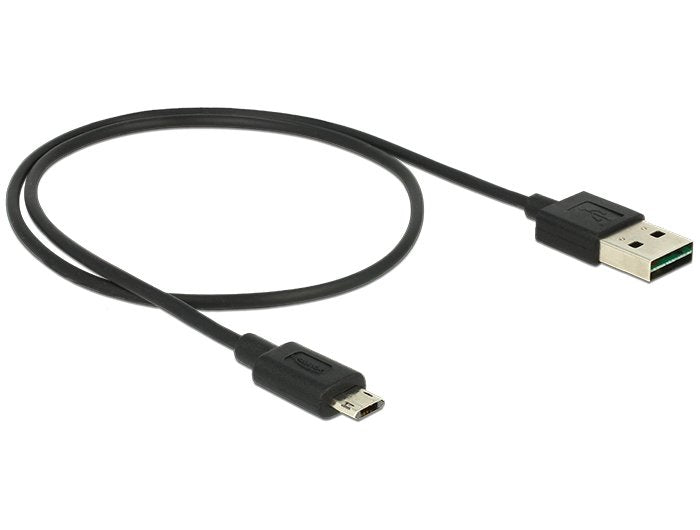 Delock Cable Easy-Usb 2.0 Typ-A Stecker > Easy-Usb 2.0 Typ Micro-B Stecker Schwarz 50 Cm