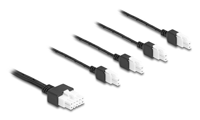 Delock Cable Mini-Fit 4,2 Mm 10 Pin Stecker Zu 4 X Dc 5,5 X 2,5 Mm Buchse Und 4 X Mini-Fit 4,2 Mm 2 Pin Stecker Schwarz