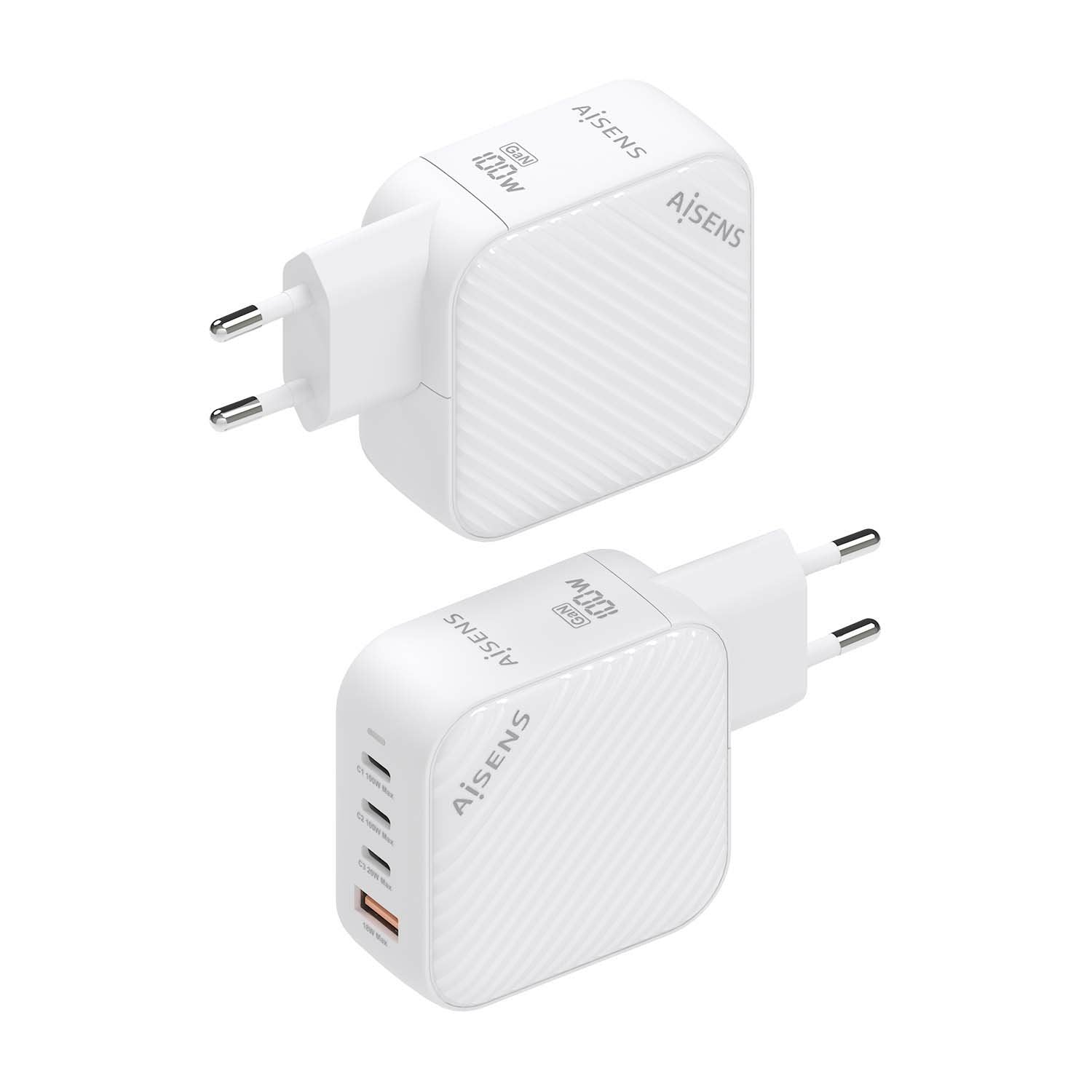Aisens Cargador Gan 100w, 3xusb-C Pd3.0 Qc4.0, 1xusb-A Qc3.0, Blanco