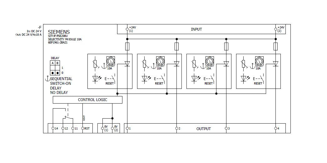 Siemens 6ep19612ba21 Sitop Pse200u 10a Selektivittsmodul 4-Kanalig Eing. 24vdc