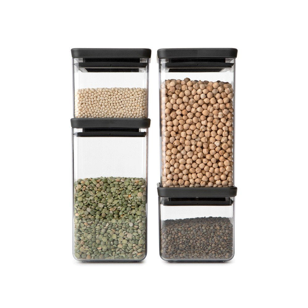 Tarro De Almacenamiento Cuadrado Brabantia Tasty 4x1, Gris Oscuro