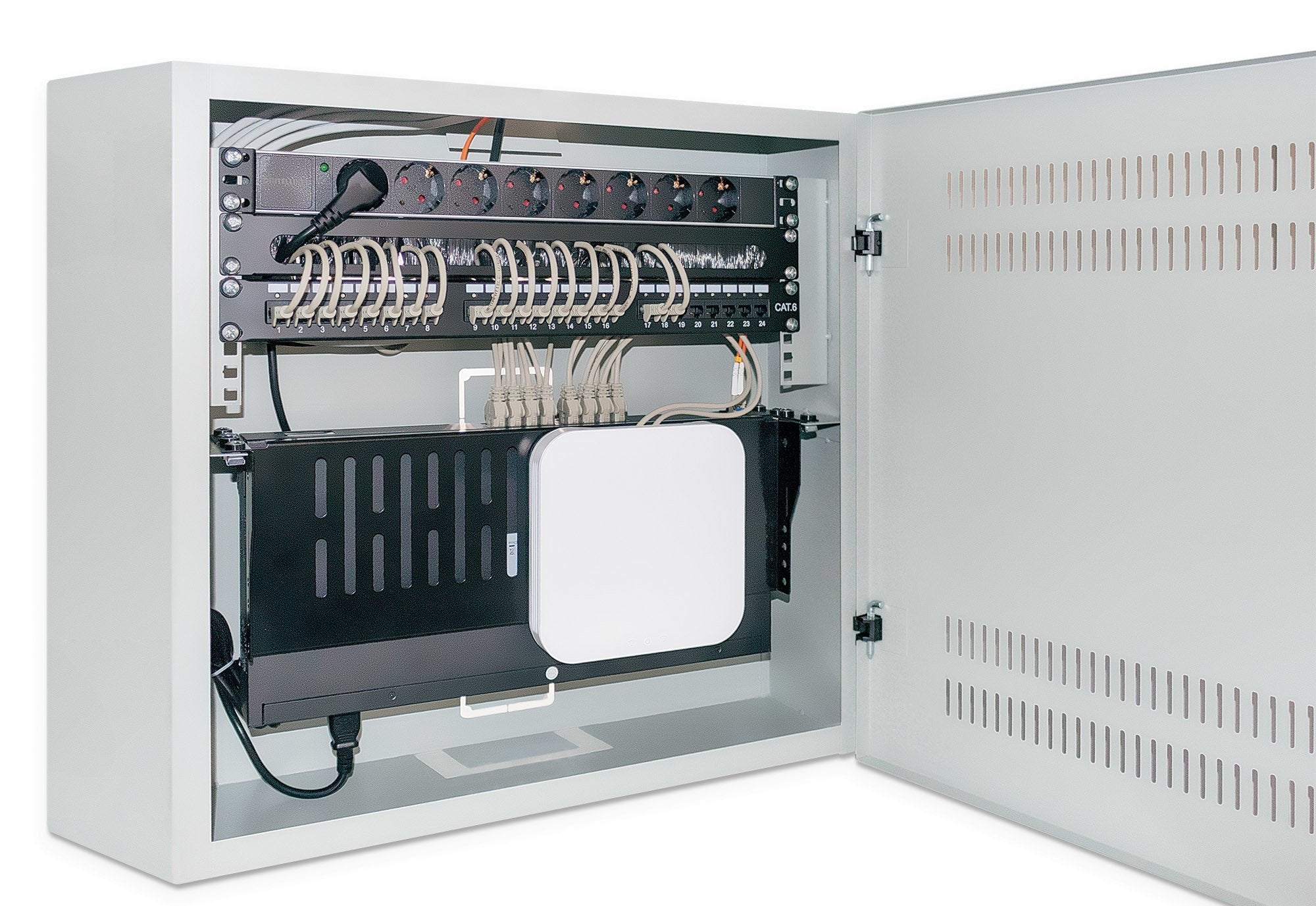 Intellinet 713641 Armario De Pared De Bajo Perfil De 19" Con Postes Horizontales 4u Y Verticales 2u Gris