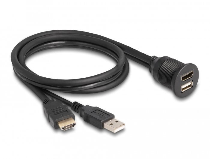 Delock Cable Hdmi-A Macho Y Usb 2.0 Tipo-A Macho A Hdmi-A Hembra 1m