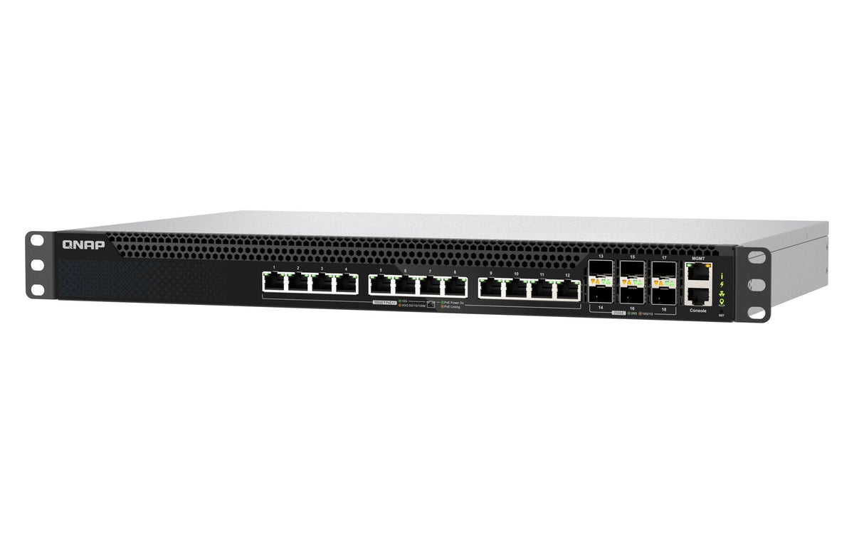 Qnap Qsw-M5218p-6f12t, Managed, L3, 10g Ethernet (100/1000/10000), Power Over Ethernet (Poe), Montaje En Rack, 1u