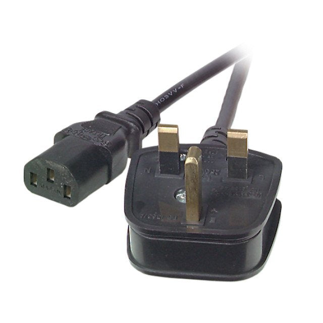 Netzleitung Uk Bs1363a-C13 180°,Schwarz,3m,3x1.00mm