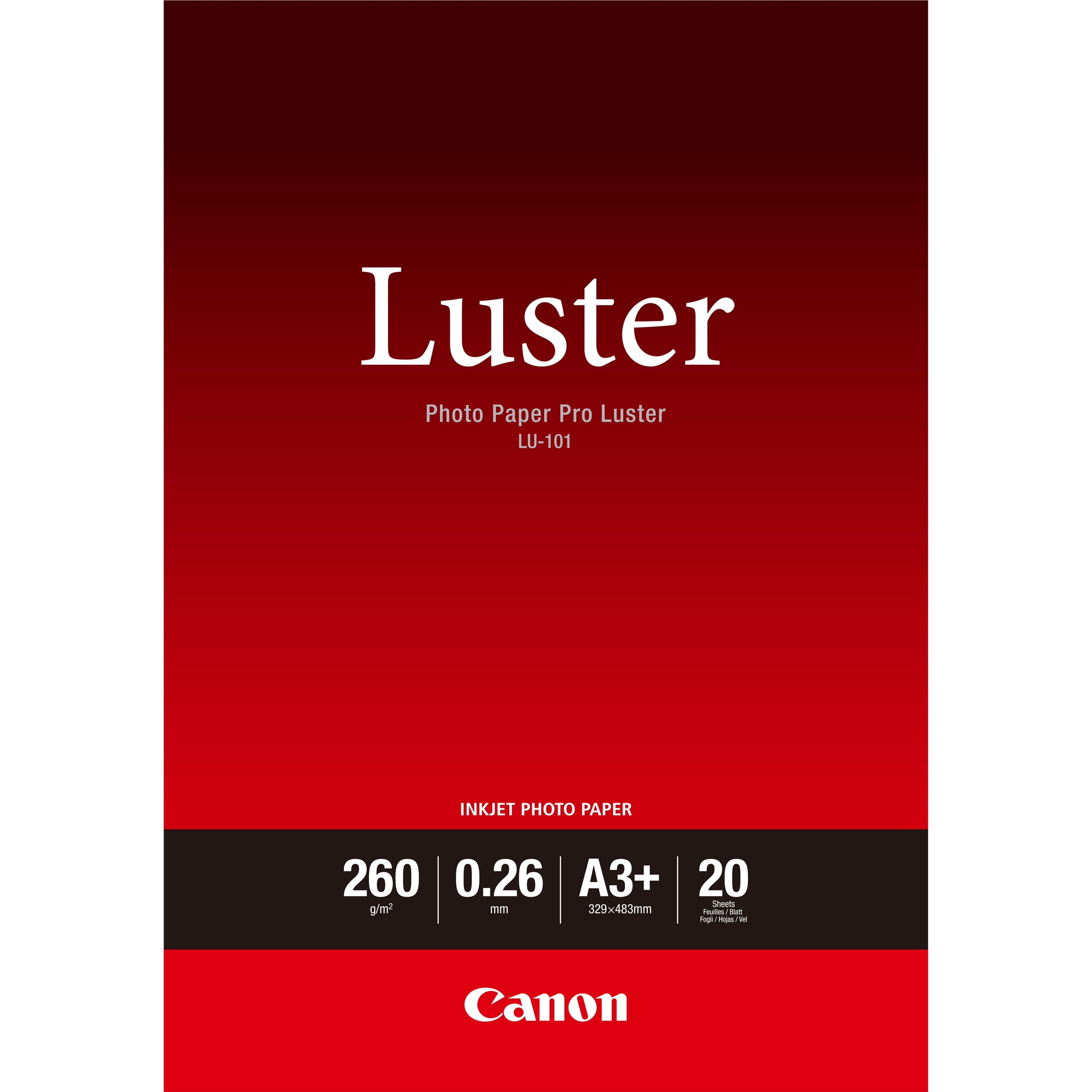 Canon Photo Paper Pro Luster Lu-101brillo260 Micronesa3 Plus (329 X 423 Mm)260 G/M20 Hoja(S) Papel Fotogrfico Brillantepara Pixma Pro-1, Pro-10, Pro-100
