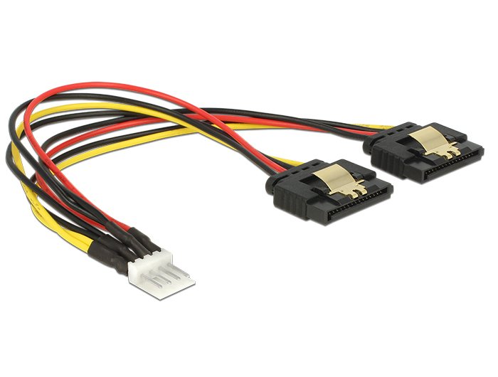 Conector De Disquete Delock> 2x Sata 15pin Sockecke, Cable Y Negro/Rojo, 20 Cm 85236