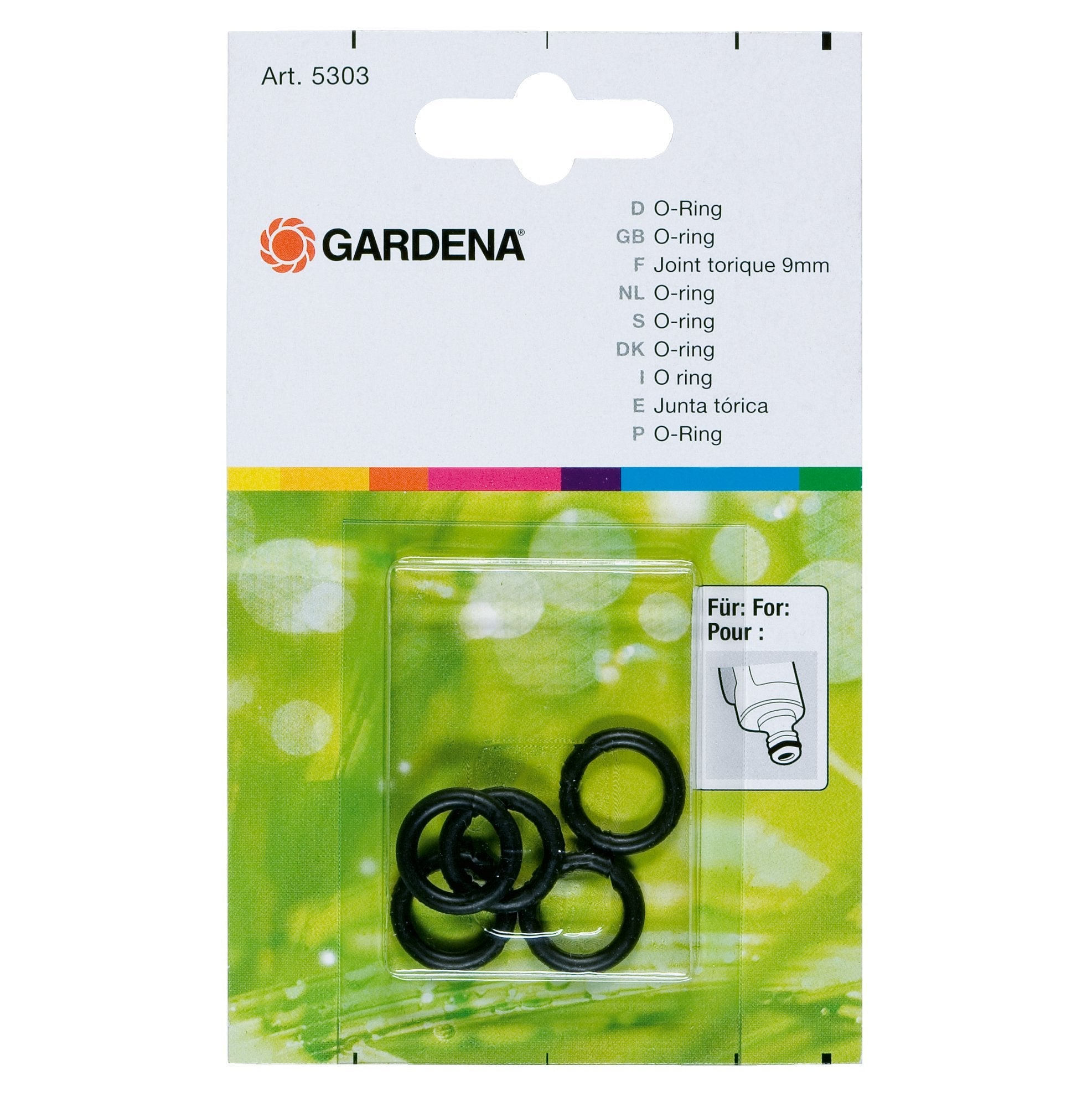 Junta Plana Gardena 5300-20 (Negro, 5 Piezas)
