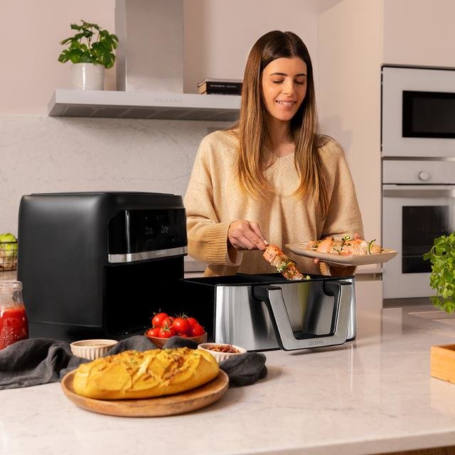 EAN 8435484049962 - Cecotec Cecofry Dual 9000 Sencillo 9 L Independiente 2850 W Freidora de aire caliente Negro, Acero inoxid imagen 8