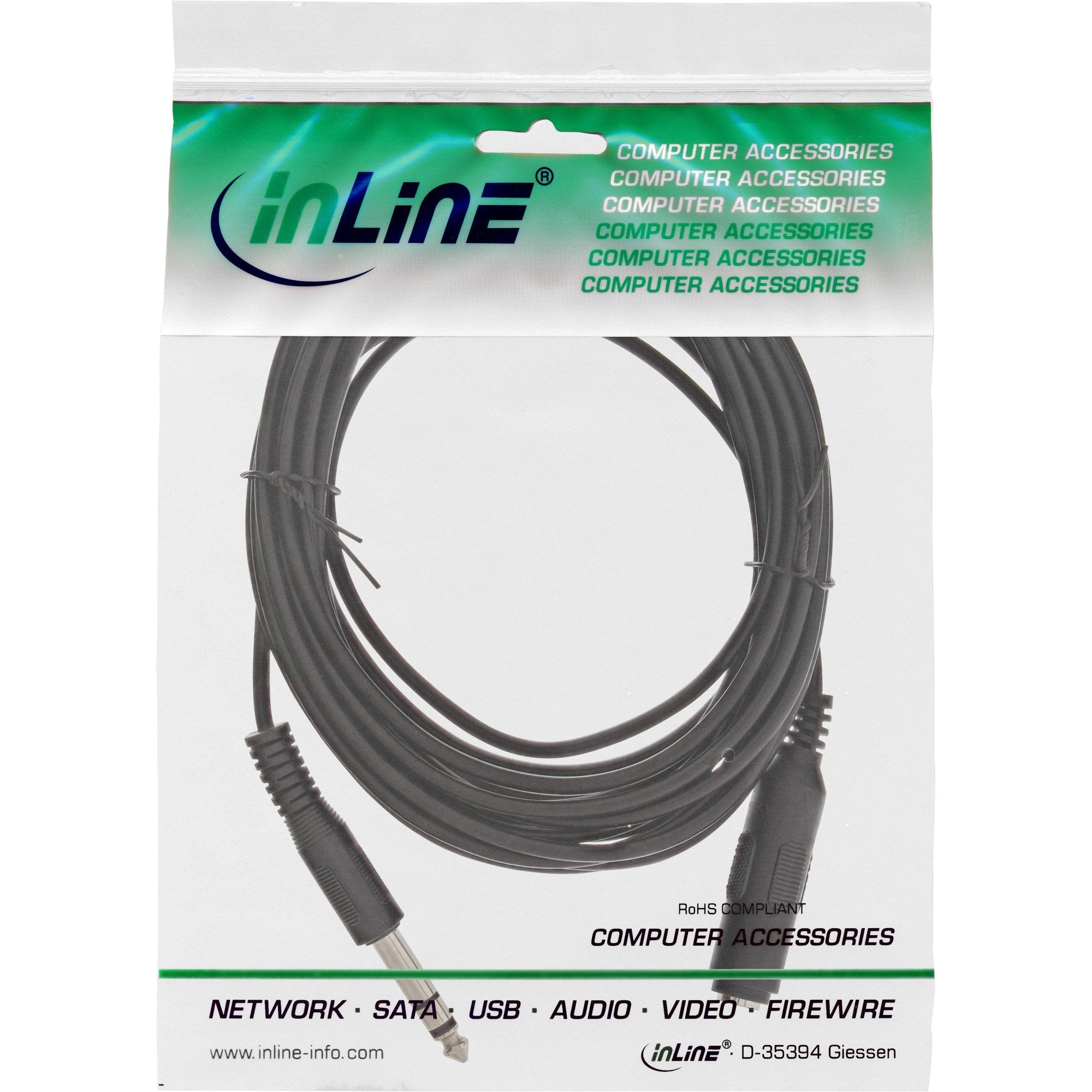 Inline Jack Extension 6.3mm Estéreo Macho A Hembra 5m