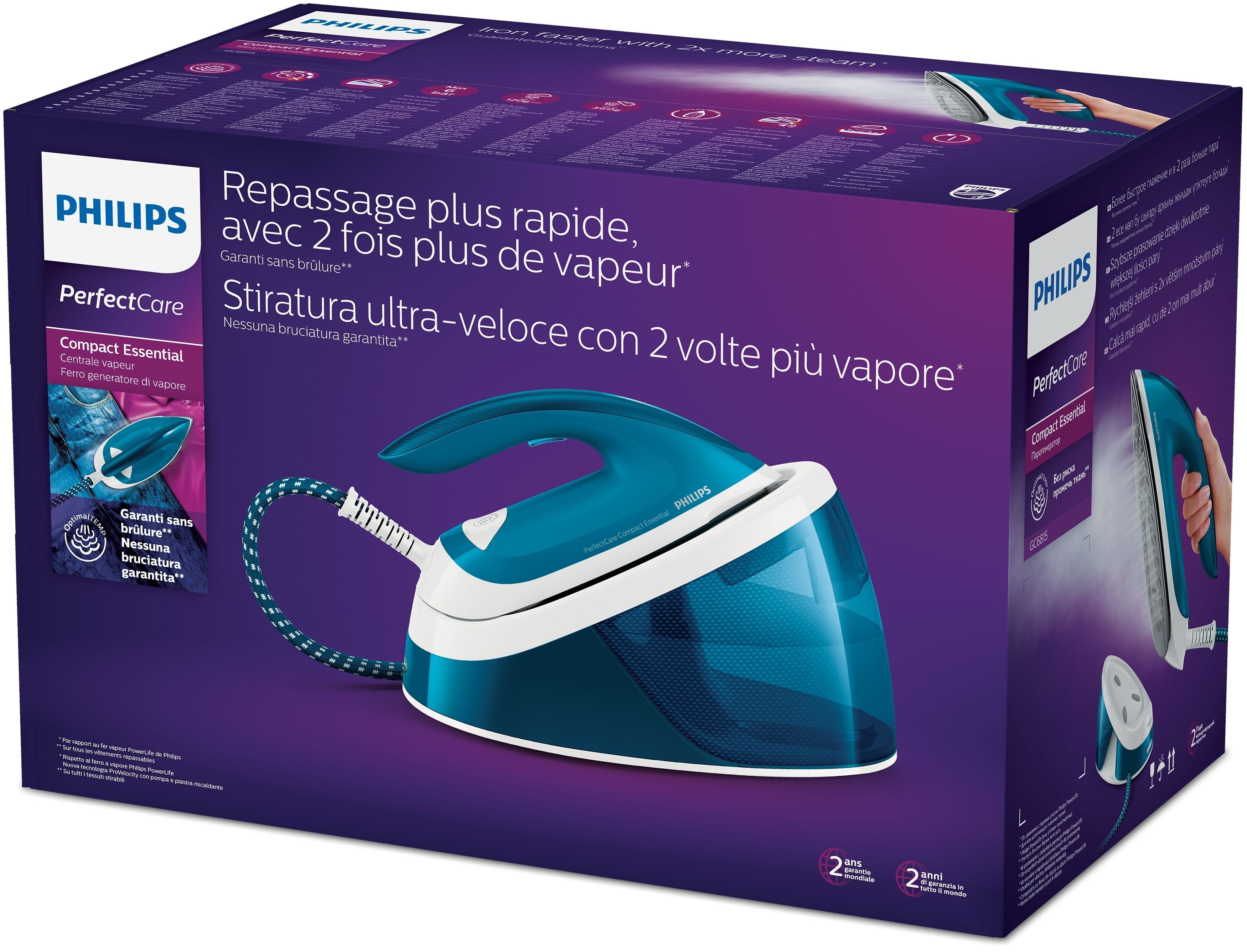EAN 8710103963172 - Philips GC6815/20 estación plancha al vapor 2400 W 1,3 L Suela de SteamGlide Azul, Blanco imagen 3