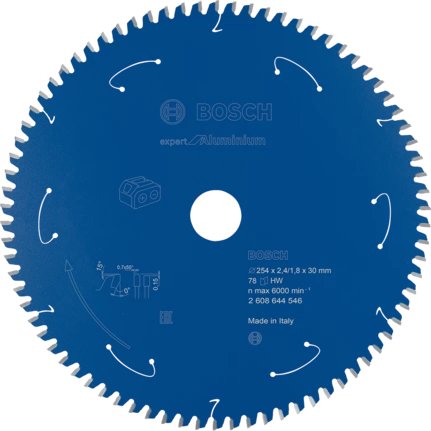 Hoja De Sierra Circular Bosch Professional Expert Para Aluminio, Ø 254 Mm, Diámetro 78z 30 Mm, Para Sierras De Mesa A Batería 2608644546