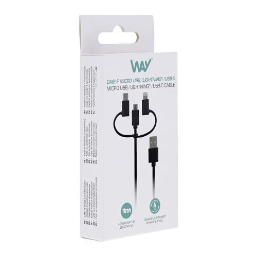 EAN 3303170112052 - T'nB WCBL3IN1 cable USB 1 m USB A USB C/Micro-USB B/Lightning Blanco imagen 2