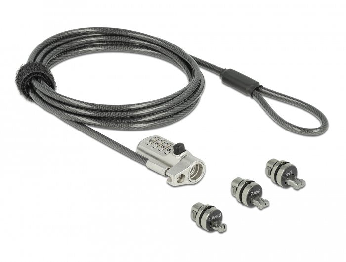 Navilock Notebook Sicherungscable Mit 3 Verriegelungskpfen Und Zahlenschloss Fr Kensington, Noble Wedge Und Nano Slot Und Zahlenschloss