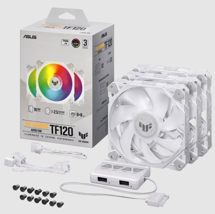 EAN 4711081845447 - ASUS TUF GAMING TF120 ARGB WHITE EDITION 3IN1 Carcasa del ordenador Refrigerador de aire 12 cm Blanco 3 p imagen 3
