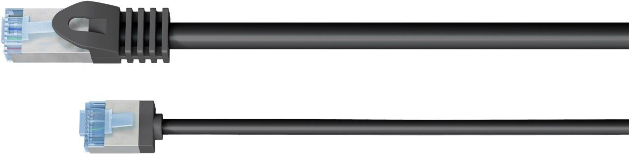 Goobay Cable Cat.6a Ultraflexible Delgado, U/Ftp Negro, 1 Metro, Conector Extracorto 74318