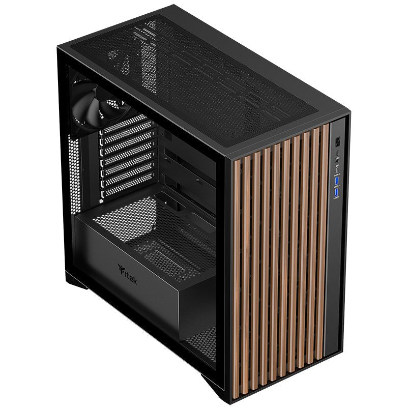 Caja Pc Itek Woody Torre Negro