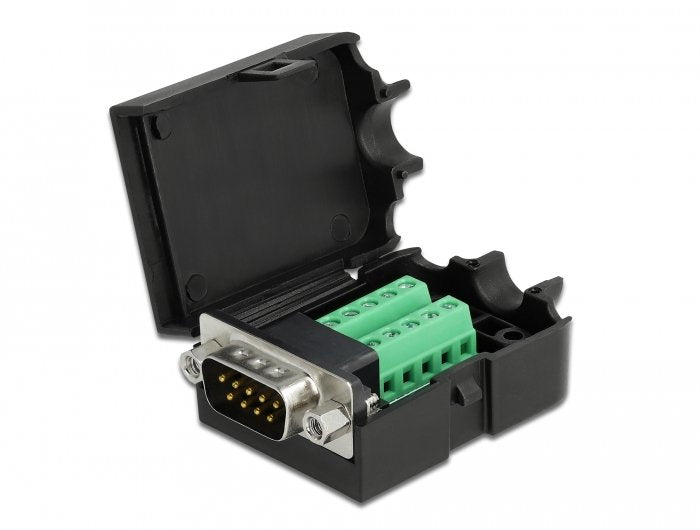 Delock 66264 Adaptador D-Sub De 9 Pines Macho Al Bloque De Terminales 10 Pines Con Carcasa