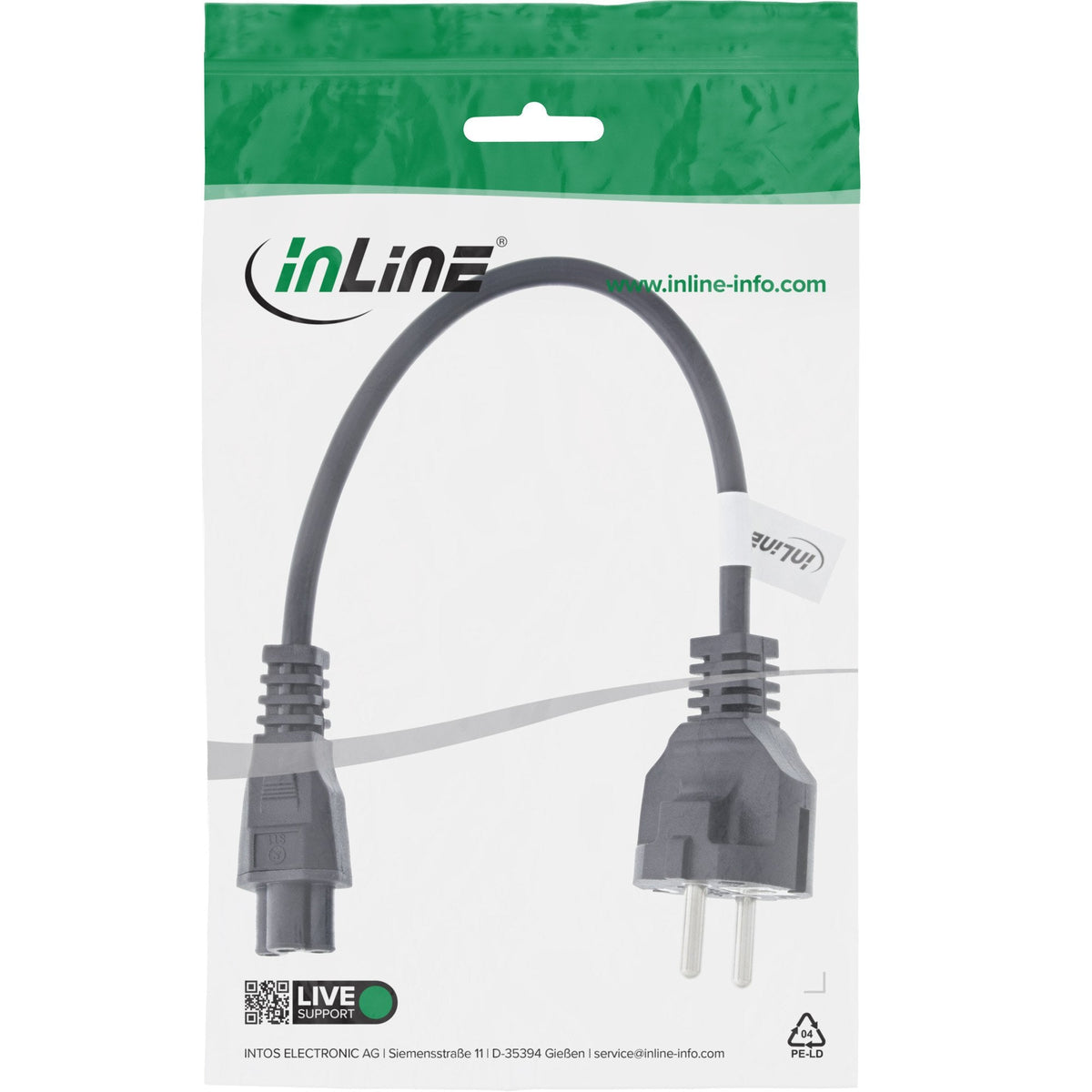 Cable De Alimentación Inline Tipo F A Enchufe De Portátil "Mikey Mouse" Negro 0,3 M