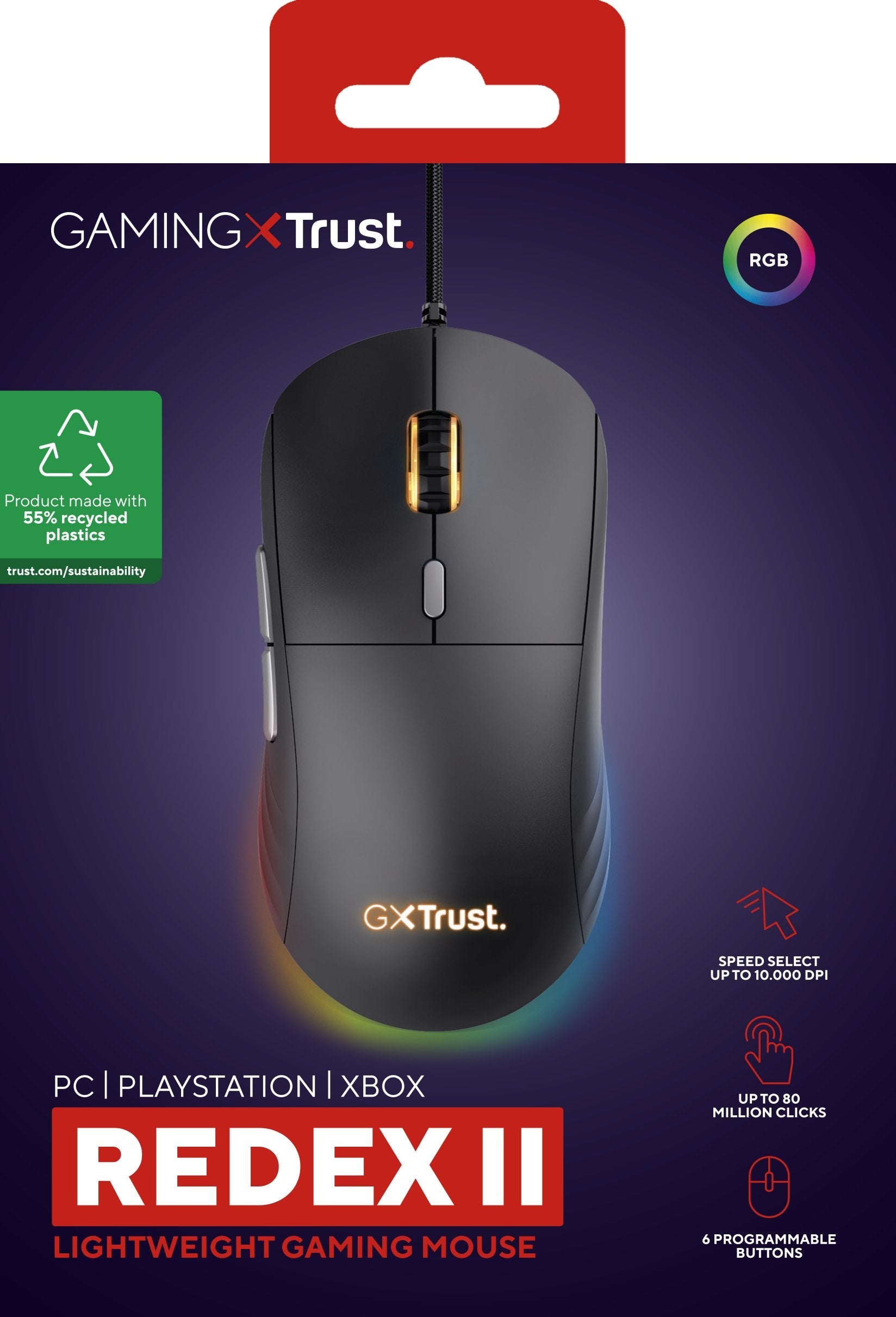 EAN 8713439251258 - Trust GXT 925 REDEX II ratón Juego mano derecha USB tipo A Laser 10000 DPI imagen 8