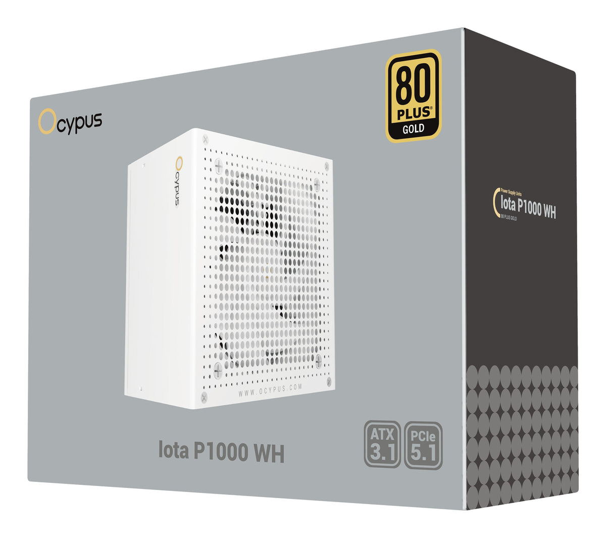 Fuente De Alimentación  Ocypus Iota P1000 1x Gpu De Alta Potencia De 12 Pines, 3x Pcie, Gestión De Cables, 1000 Vatios Blanco Iota-P1000-G1ffw