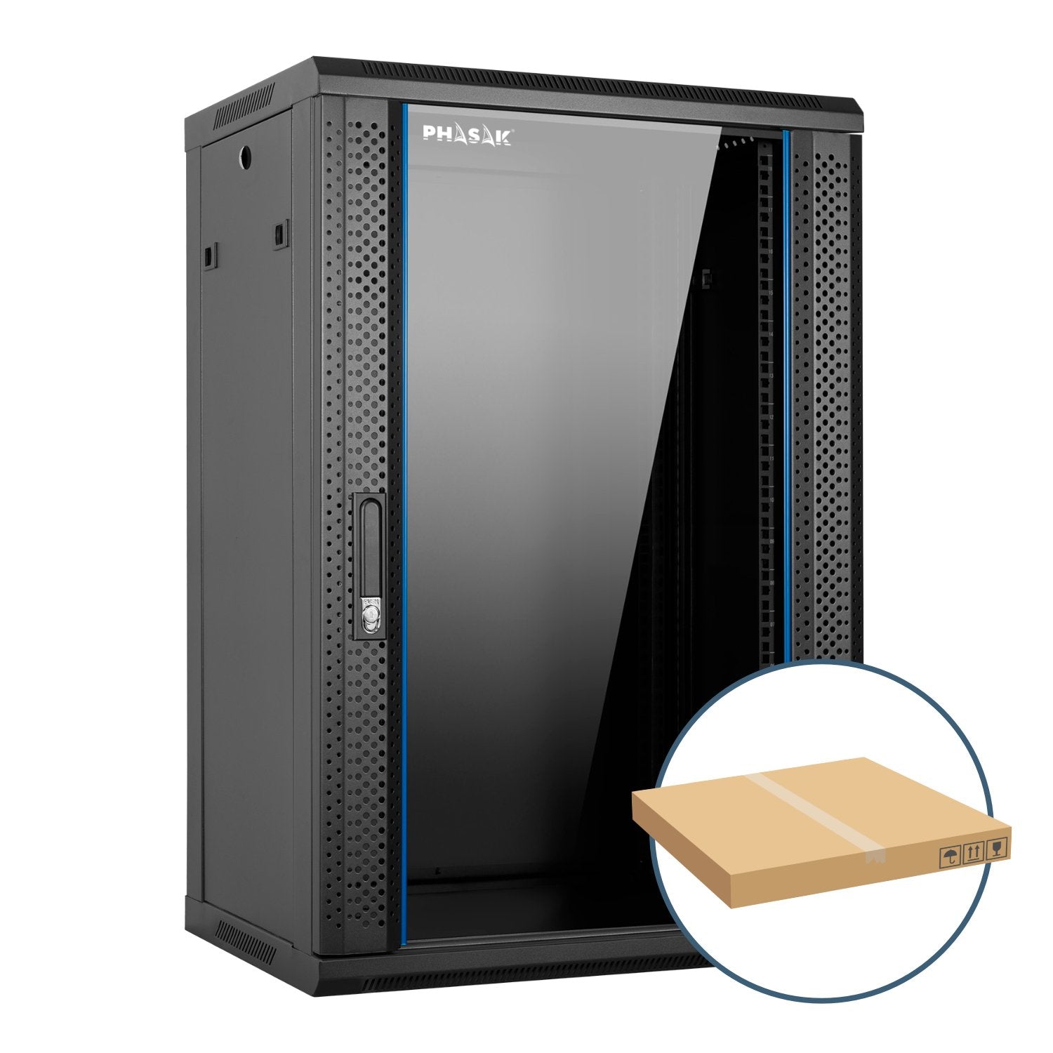EAN 0745604519755 - Phasak PHO 2220D armario rack 20U Bastidor de pared Negro imagen 3