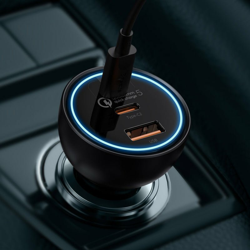 Ladowarka Samochodowa Baseus Qualcomm, Usb, 2x Usb-C, 160w (Szara)