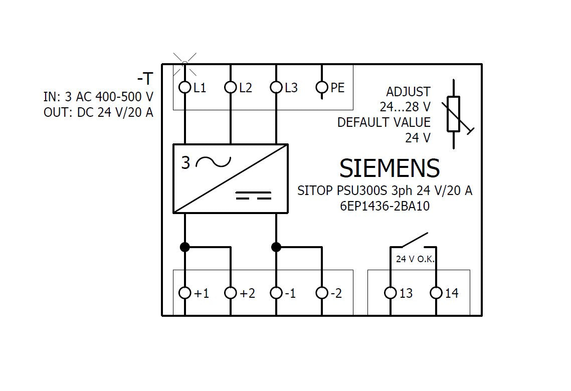 Siemens 6ep14362ba10 Sitop Psu300s 20a Geregelte Stromvers. Eing. 3p 400-500vac