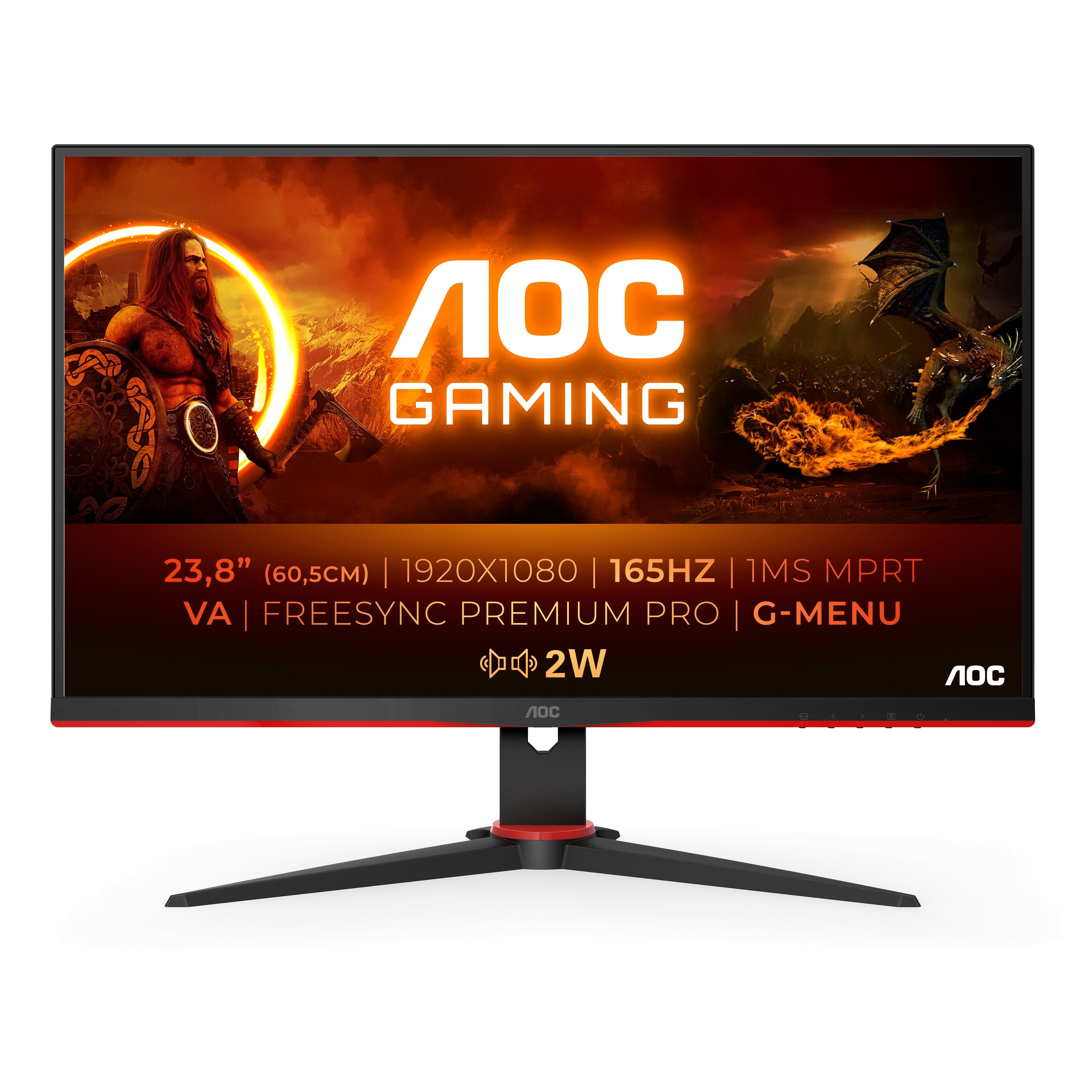 Monitor Gaming Aoc 24g2sae Bk 23.8' Full Hd 1ms 165hz Va Multimedia Negro