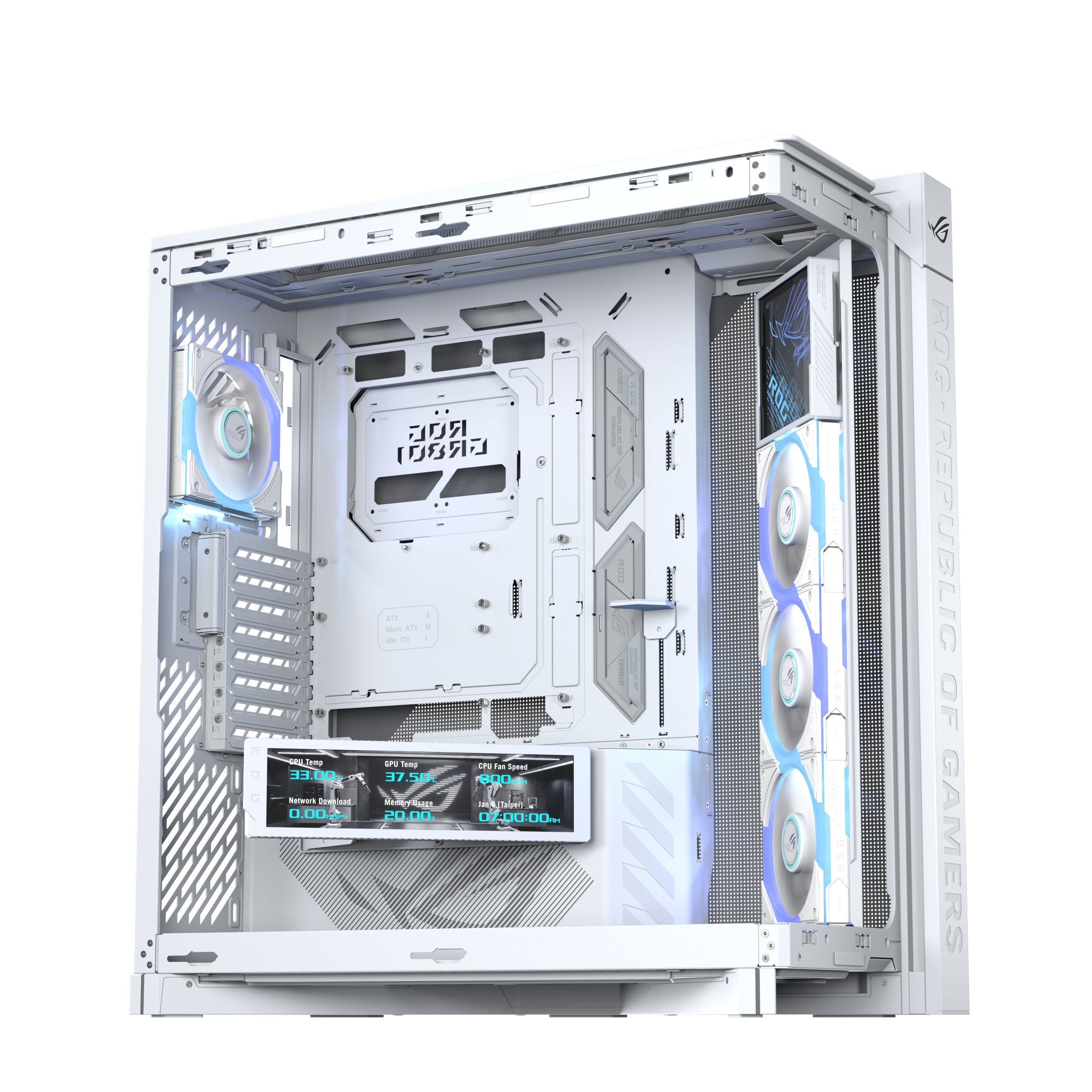 Asus Rog Cronox Gr801 Curve Tg Argb White Midi Tower Blanco