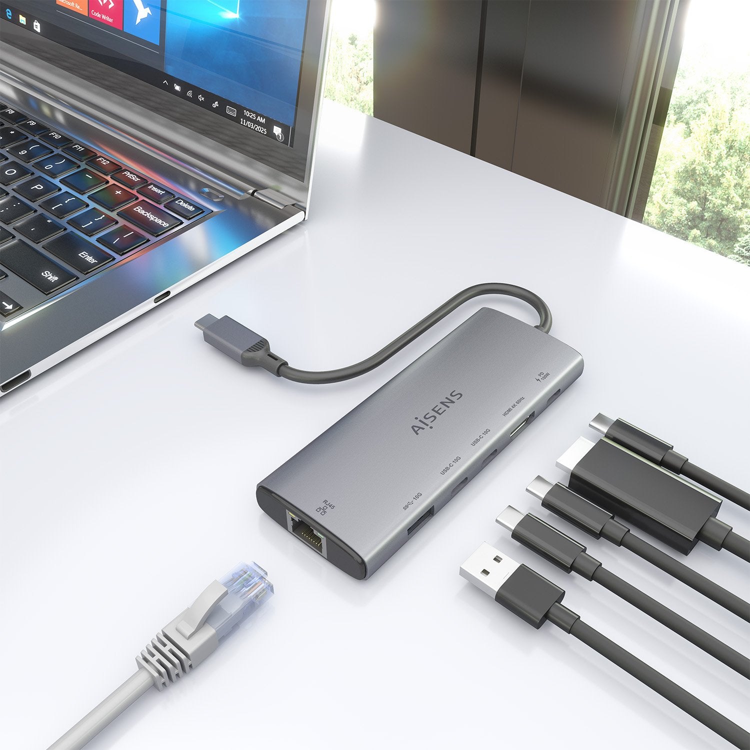 EAN 8435739903582 - AISENS ASUC-6P030-GR base para portátil y replicador de puertos Alámbrico USB 3.2 Gen 1 (3.1 Gen 1) Type- imagen 6