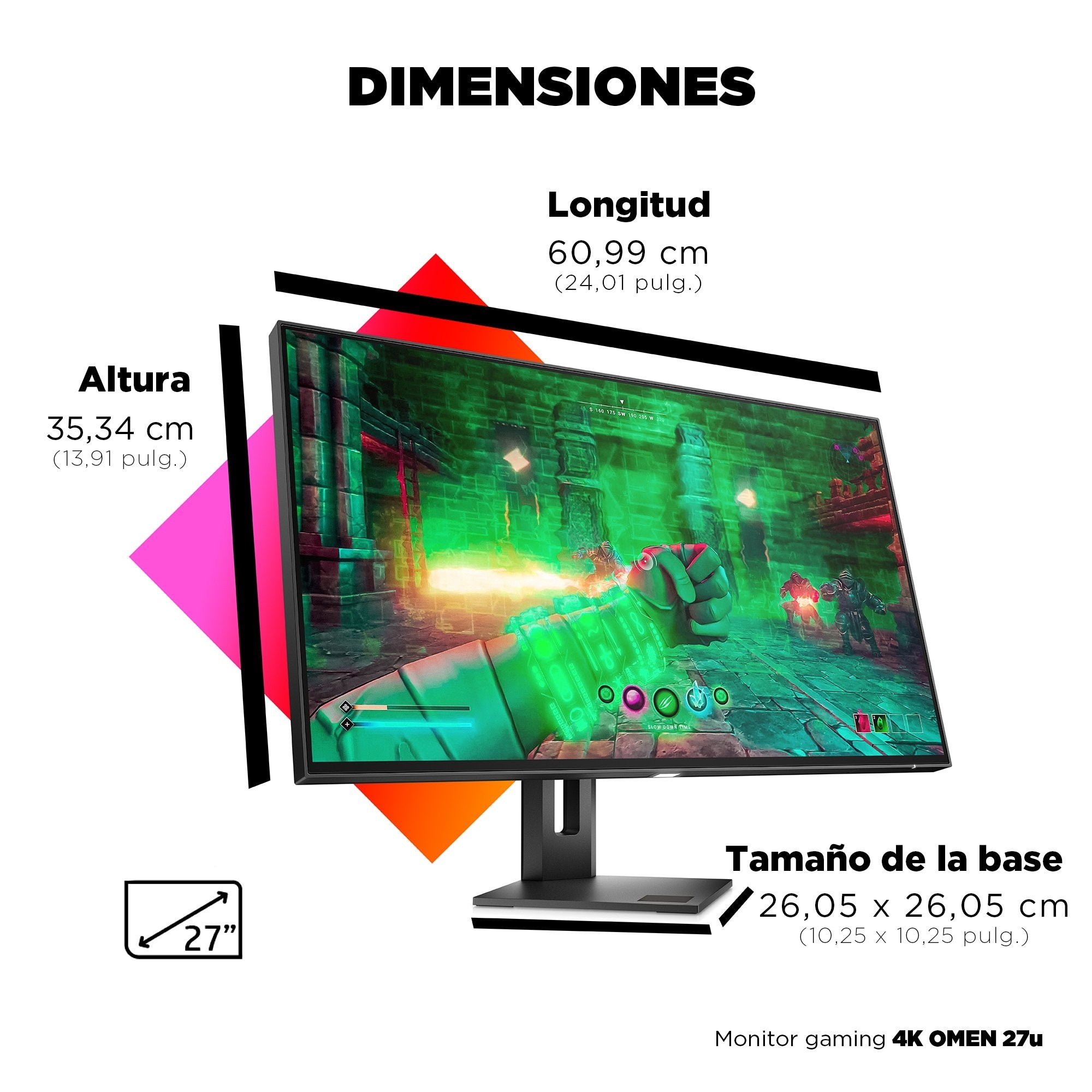 Monitor Gaming Hp Omen 27u 4k 144hz Hdr Ips 68,6 Cm (27") 3840 X 2160 Pixeles 4k Ultra Hd Lcd Gris