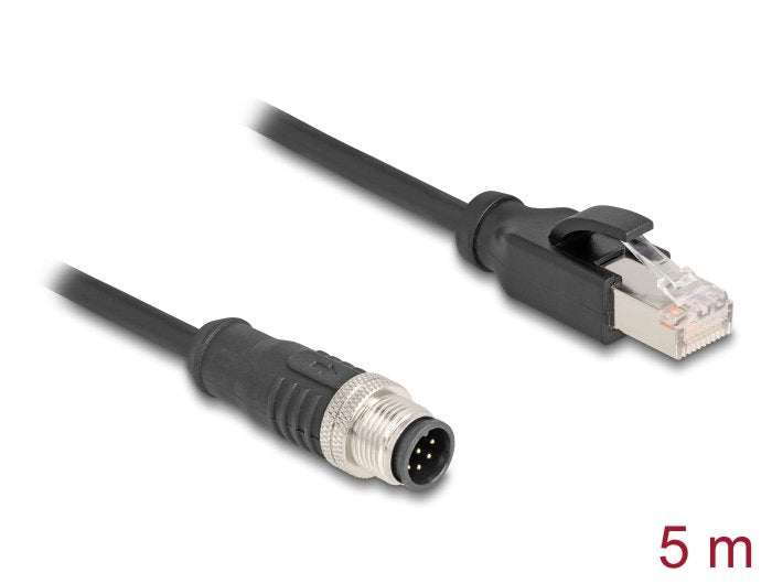 Delock 80811 Cable M12 Codificado A 8 Pin Macho A Rj45 Macho Pvc 5 M
